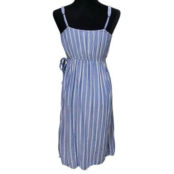 Hollister Blue White Striped Coastal Beachy Nautical Wrap Dress Size Small - Picture 4 of 7